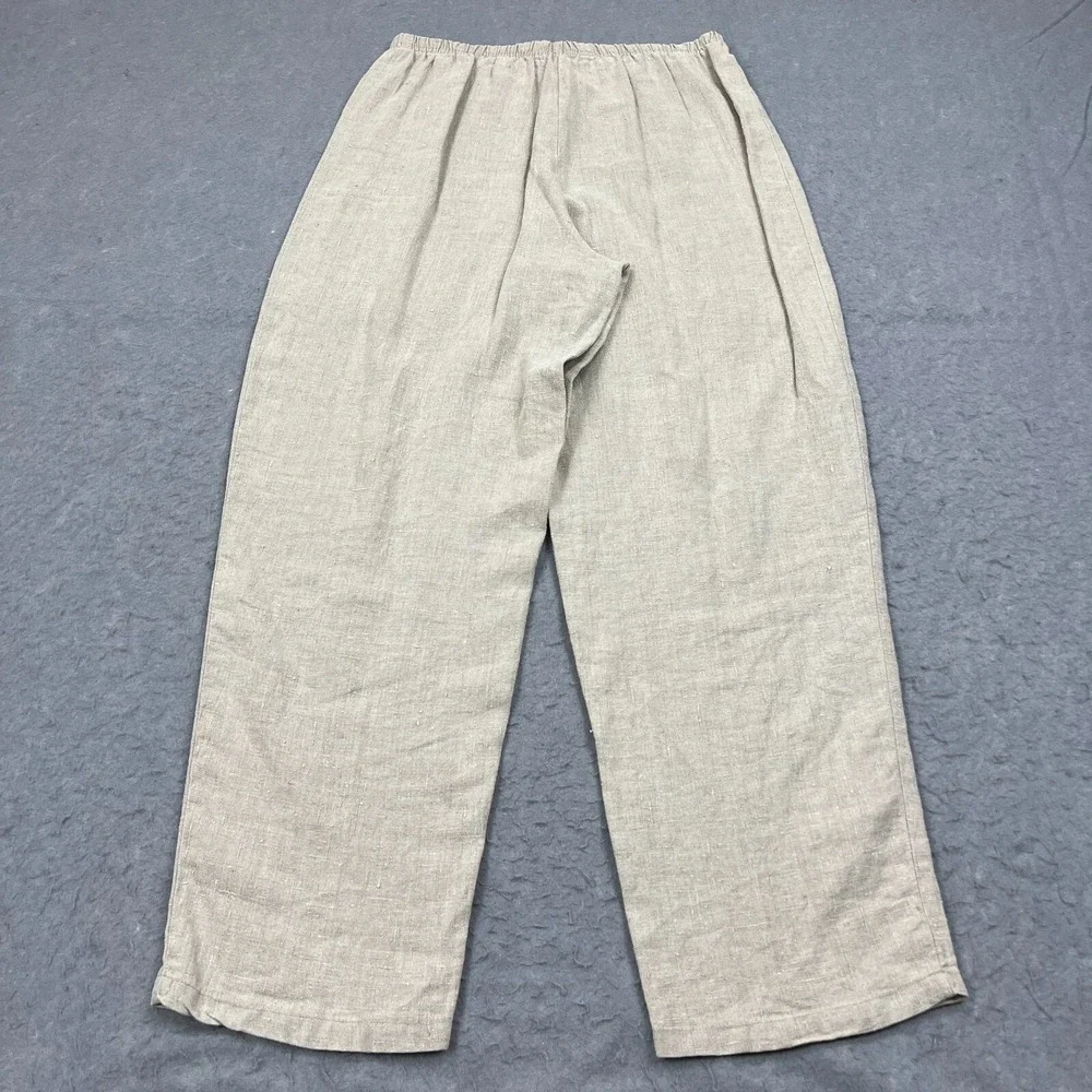 Fenini Set Womens Large Beige 100% Linen Lagenlook Boho Buttons 2 Piece USA Made